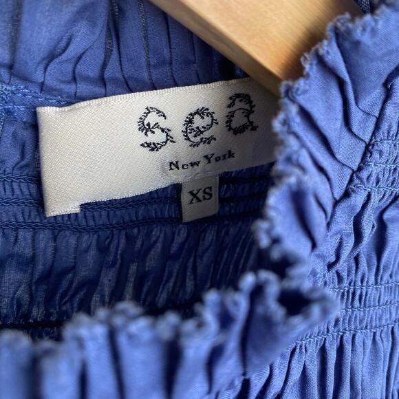 Sea New York Marlene Blue Cotton Smocked Mini Dress Size XS - Picture 12 of 15